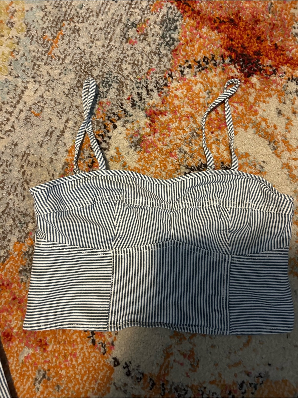 Striped Blue and White Bustier Crop Top - Women